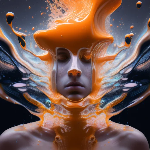 A Man Made Of Liquid Splashes, Merging, Melting, Splashing,...