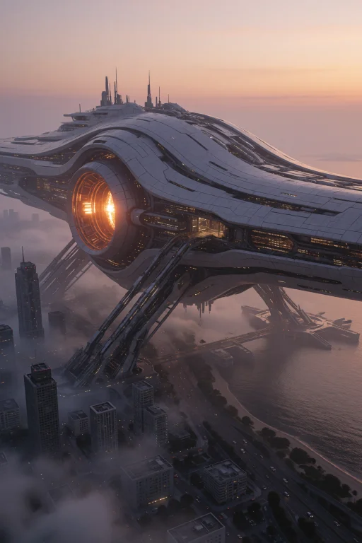 Ultra-wide Environmental Shot At Sunset Featuring An Enormou...