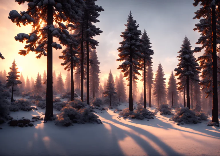 Drawing Of Covered In Snow Medivel Large Forest Clouldy At S...