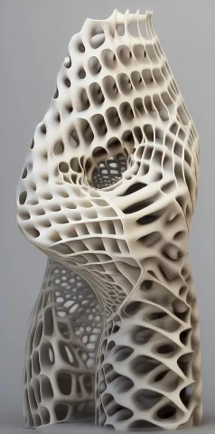 Transform The Subject From The Input Image Into A 3d Organic... — SDXL AI Prompt: Transform the subject from the input image into a 3D organic gyroid network stru...