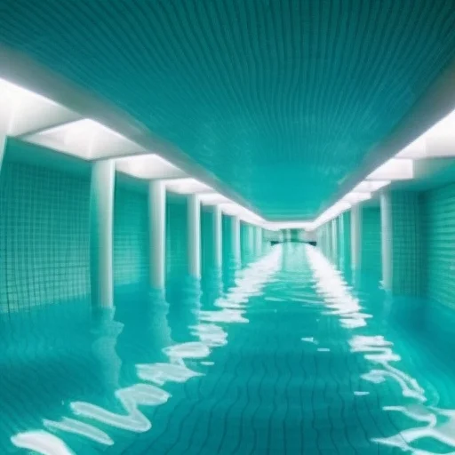 Scrpoolrooms, Turquoise Wall, Scary, Infinite Corridor, Whit...