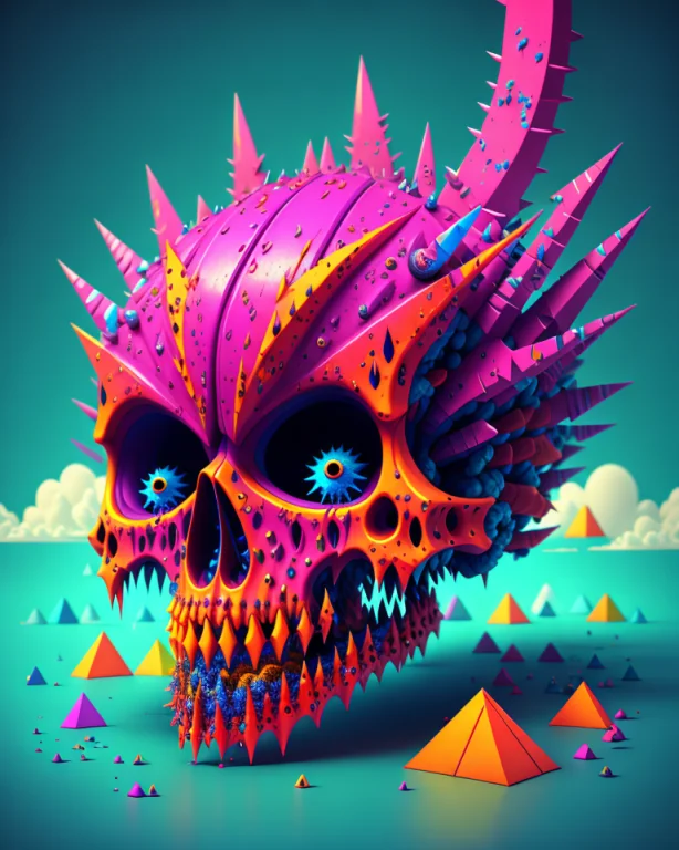 Acid Brain Damage Crazy Skeleton With Large Sharp Fangs And...