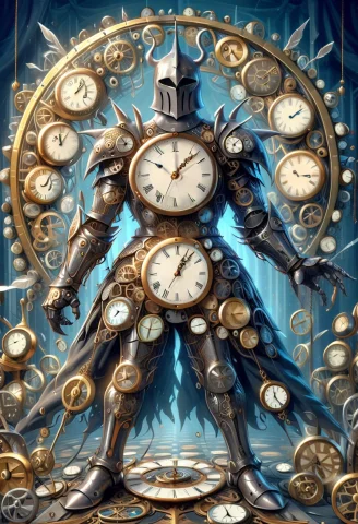Clock Knight, Clock Face, Geare — SDXL AI Prompt: clock knight, clock face, geare