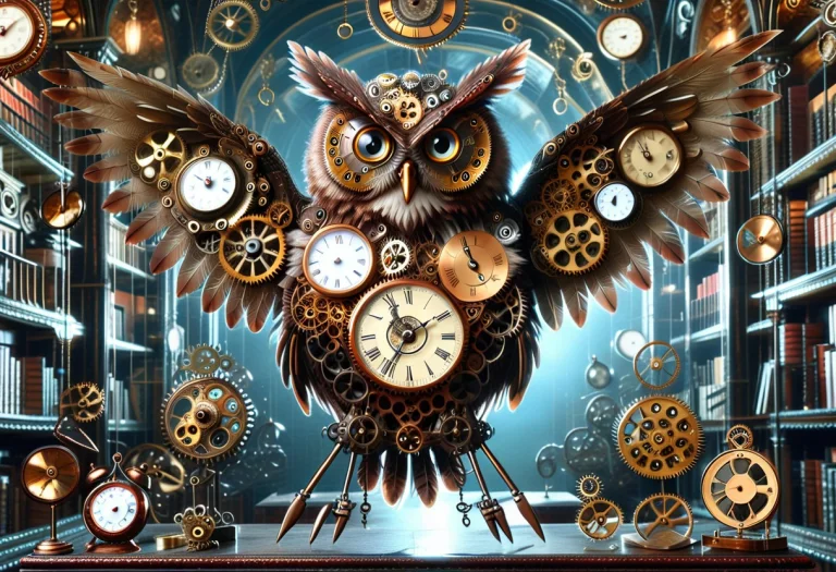 A Majestic Owl Entirely Constructed From Antique Clockwork,...