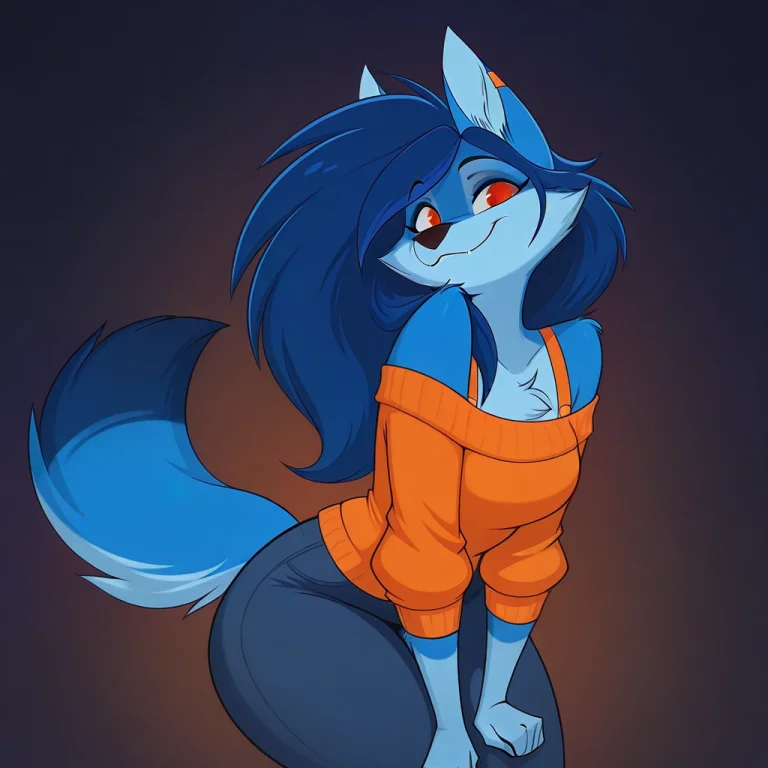 Jayjay, 1girl, Solo, Furry, Furry Female, Animal Ears, Blue...