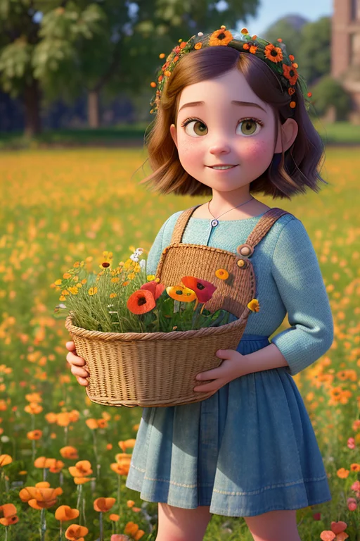 Pixarstyle1.25 A Waist-length Portrait Of A Little Girl With...