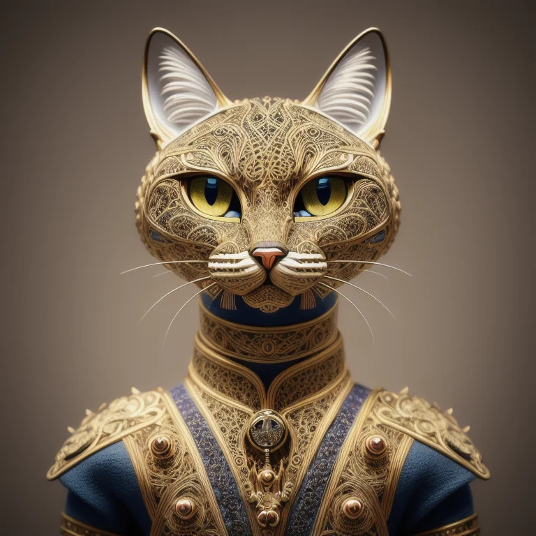 Photo Of A Male Model Masterpiece Anthropomorphic Cat, Intri...