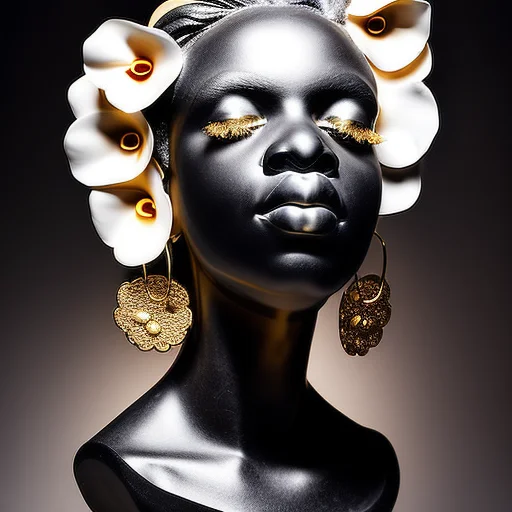 Bust Of Black Woman In Blackmarble, Blackmarblesculpture, Th...
