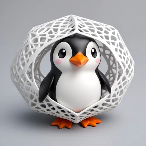 A Cute Gyroid Toy Penguin, Cute Pose, Lattice, Porous Surfac... — SDXL AI Prompt: a cute gyroid toy penguin, cute pose, lattice, porous surface, clean interconnec...