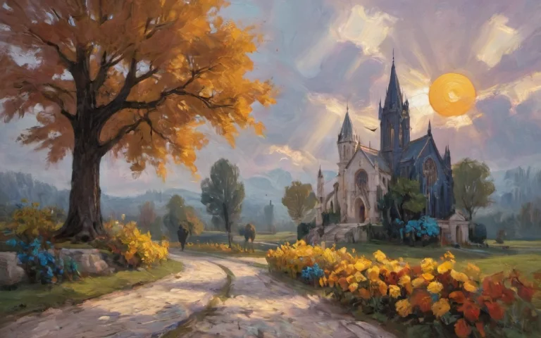 An Oil Painting Of In The Heart Of A Serene Autumnal Park, A...