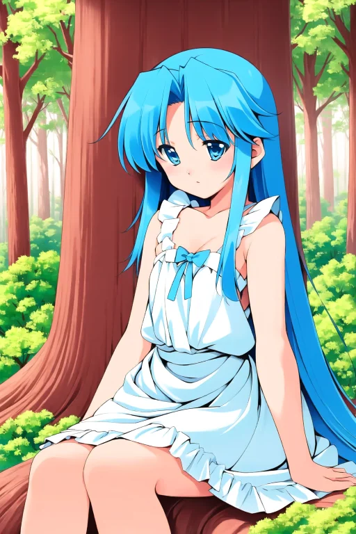 Loratomoki1, Tomokitomonori, 1girl, Blue Hair, Long Hair, Bl...