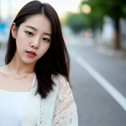 A Closed Up Portrait Photo Of Elegant 21yo Kpop Idol In Casu...