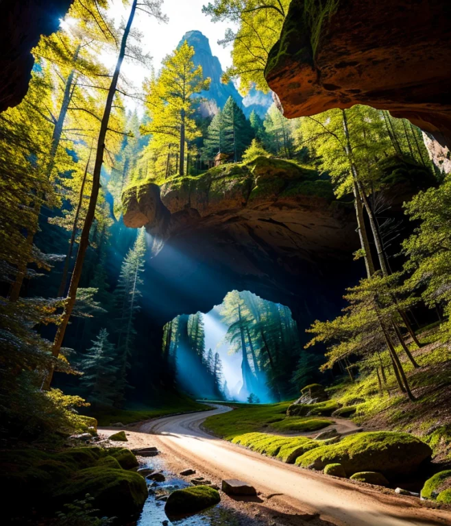 Magical Kingdom Forest With A Cave Fantasy Background By Aki...