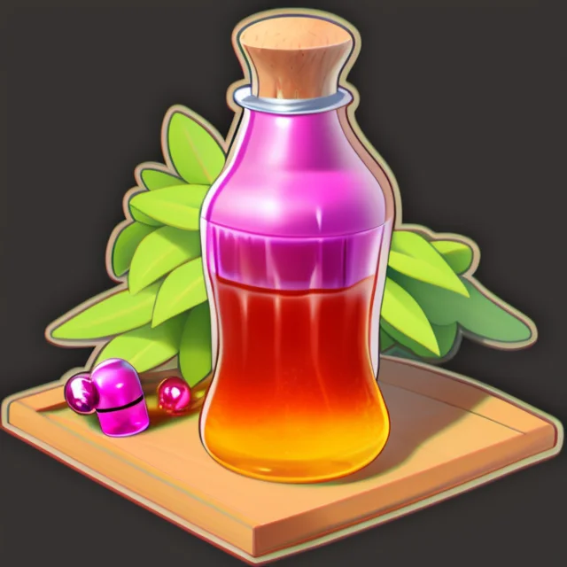 Masterpiece, Fantasy Red Potion Bottle, Darkbackground, Flat...