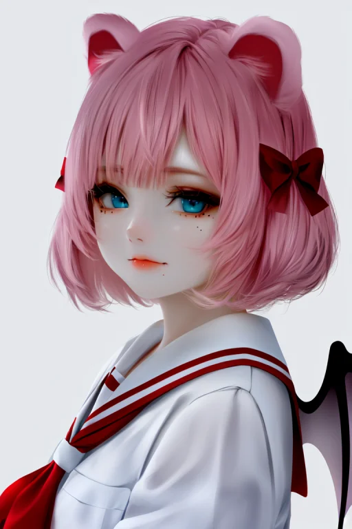 Skistyle, 1girl, Solo, Pink Hair, Animal Ears, Blue Eyes, Wi...