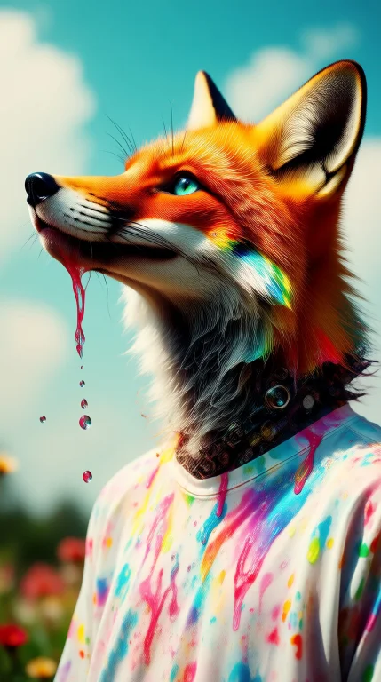 Fox Drinking Coffee, Rainbow Background Dtl4evstx, Sky, Clou...