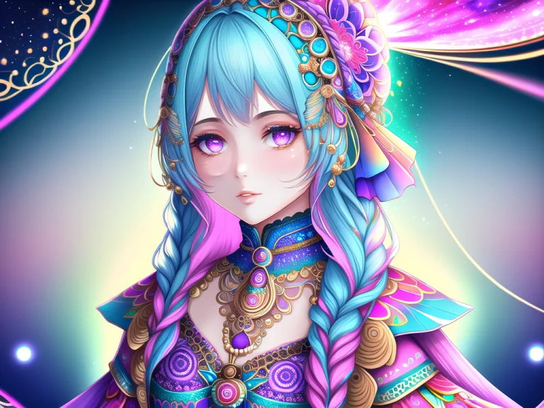 Celestial, Psychedelic, 1girl, Intricate Details0.9