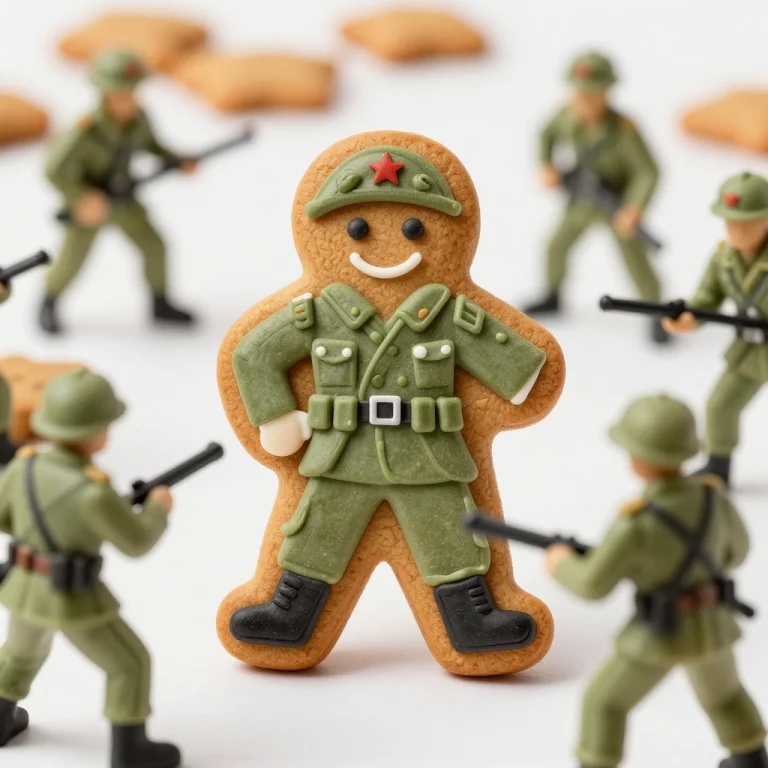 Un Hombrecito De Galleta De Jengibre Estilo Soldado En Comba...