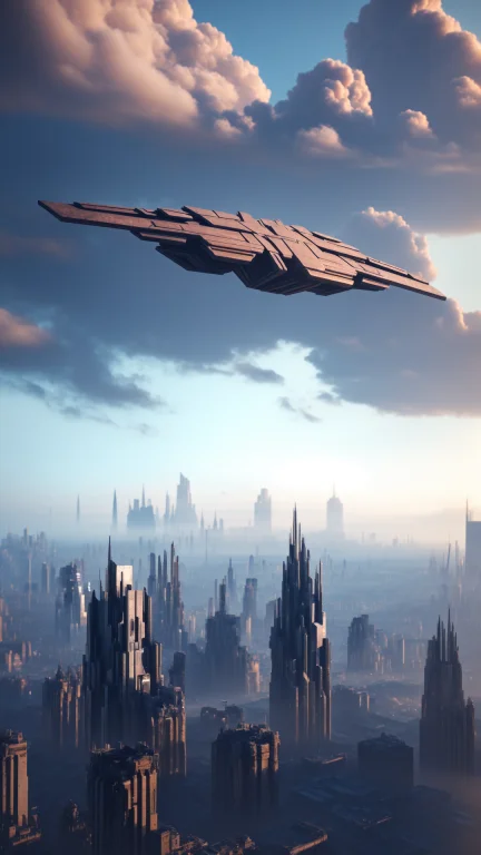 A Large And Ominous Shape Hovers In The Air Over A Cyberpunk...