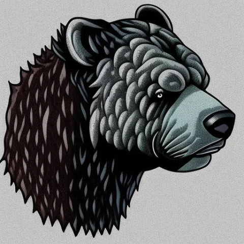 Phantatt Black And Shading Grizzly Bear Head White Backgroun... — Stable Diffusion AI Prompt: phantatt black and shading grizzly bear head white background bold linework 