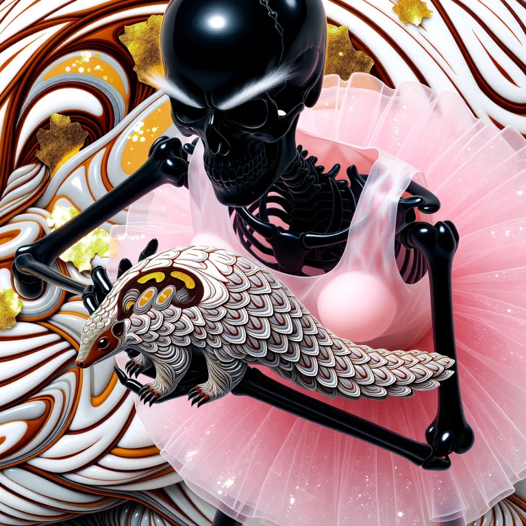Erokawaii Themed Artwork Depicting Angry Black-toned Skeleto...