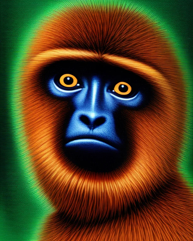 Gibbon, Close-up, Psychedelic Horror, Morphing Forms, Quantu...
