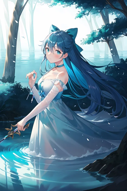 Criin, 1girl, Blue Hair, Seafoam Green Eyes, Choker, Criin,...