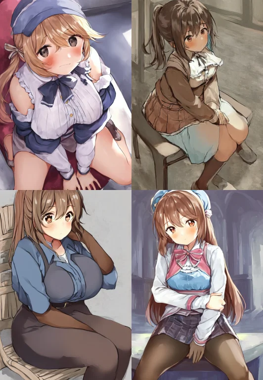 1girl, Sitting, Hands, Solo
