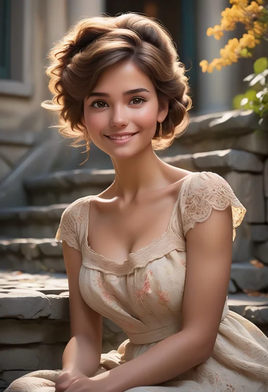 A Beautiful, Soft Oil Painting Of A Beautiful Woman With A H...