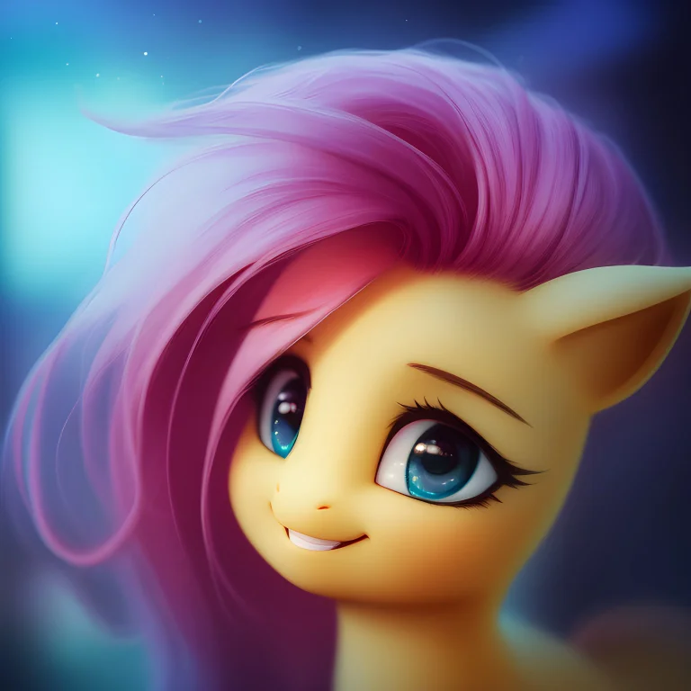 Pony, Fluttershy, Masterpiece, 8k, Smile, Raytracing, Best Q...