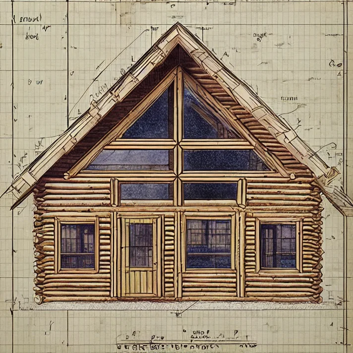 A Building Diagram For A Log Cabin. Planit.
