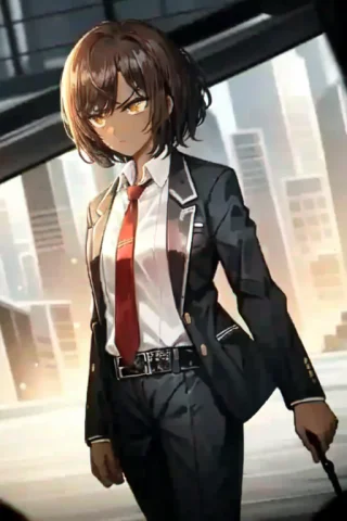 1girl, Solo, Dark Skin0.7, Dynamic Angle, Brown Hair, Orange... — Stable Diffusion AI Prompt: 1girl, solo, (dark skin:0.7), dynamic angle, brown hair, orange eyes, short hair...