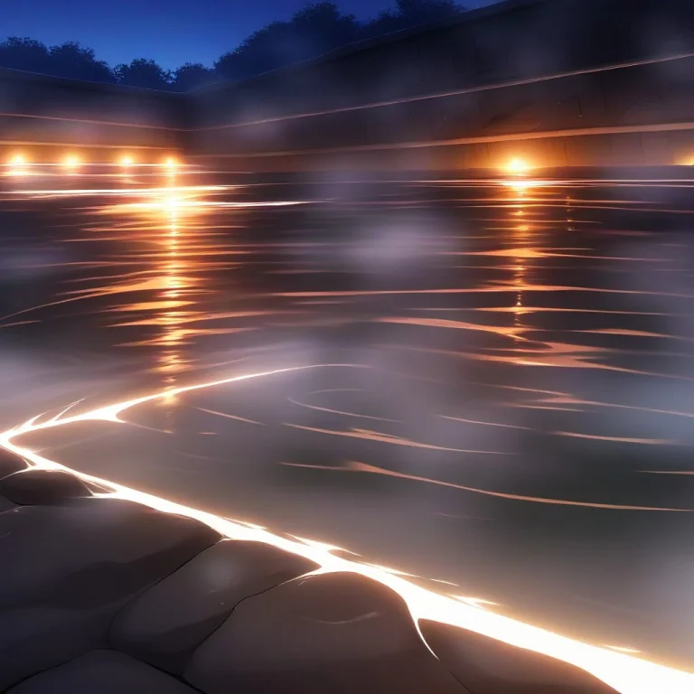 Geothermal Hot Springs Steaming At Dawn, Low Key Lighting, W...