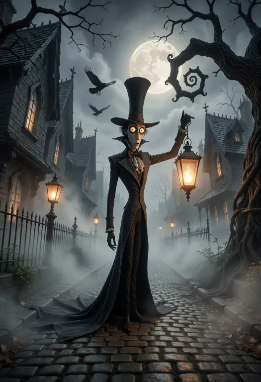 In The Style Of Timburtonise. Masterpiece Cover Image, A Tal...