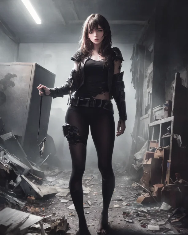 1girl, Dark And Gloomy Full Body 8k Unity Render, Female Tee...