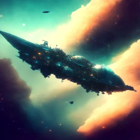 Photo, A Spaceship Lost In Deep Space, Find A New Planet Sci... — Stable Diffusion AI Prompt: photo, a spaceship lost in deep space, find a new planet [scifi|fantasy] a rebel...
