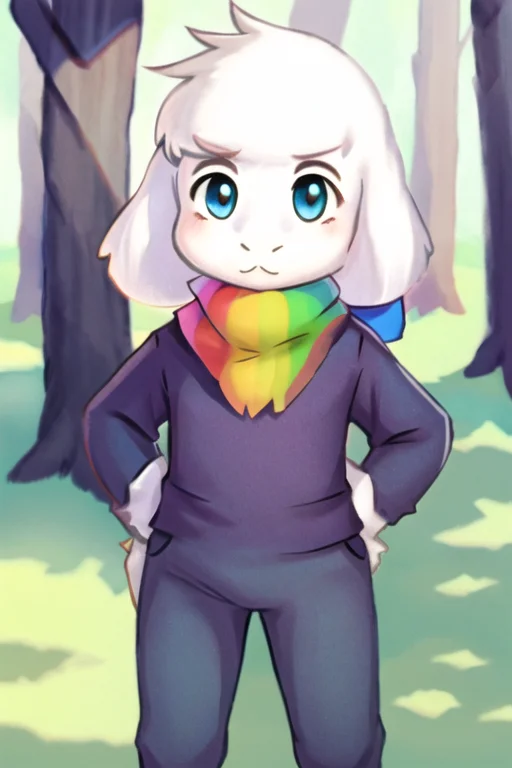 Lorassasriel1, Scarf, Anthro, Whitehair, T-shirt, Solo, Sit,...