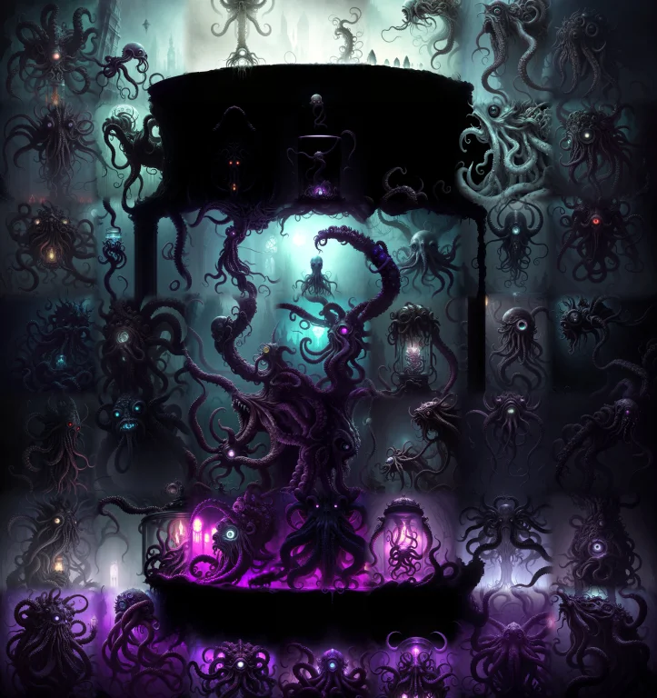 Ancient Cthulu Octopus Monster With 3 White-light Orbs For E...