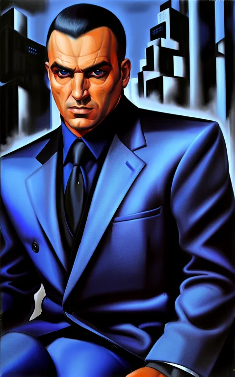 Loratdlp0.8 Painting Of A Man Wearing A Blue-black Jacket Lo...