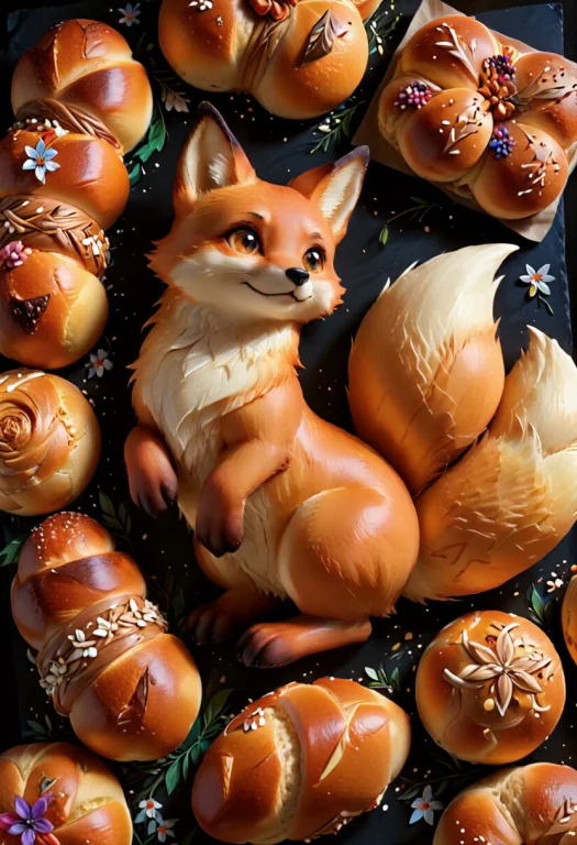 Bread, Baking, Fox Loaf1.3, Floral, Technology, Black Backgr...