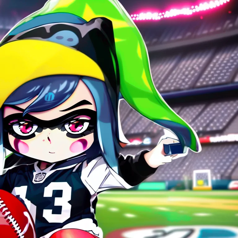 Inksplat768 A Boy Playing American Football With A Helmet On...
