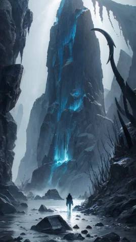 Dark Landscape, By Govard Lovecraft, Ice And Rock, Tentacles... — Stable Diffusion AI Prompt: dark landscape, by govard lovecraft, ice and rock, tentacles, alien creatures, e...