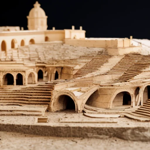 Ancient Roman Architecture, Handmade Model Style, Detail Clo...