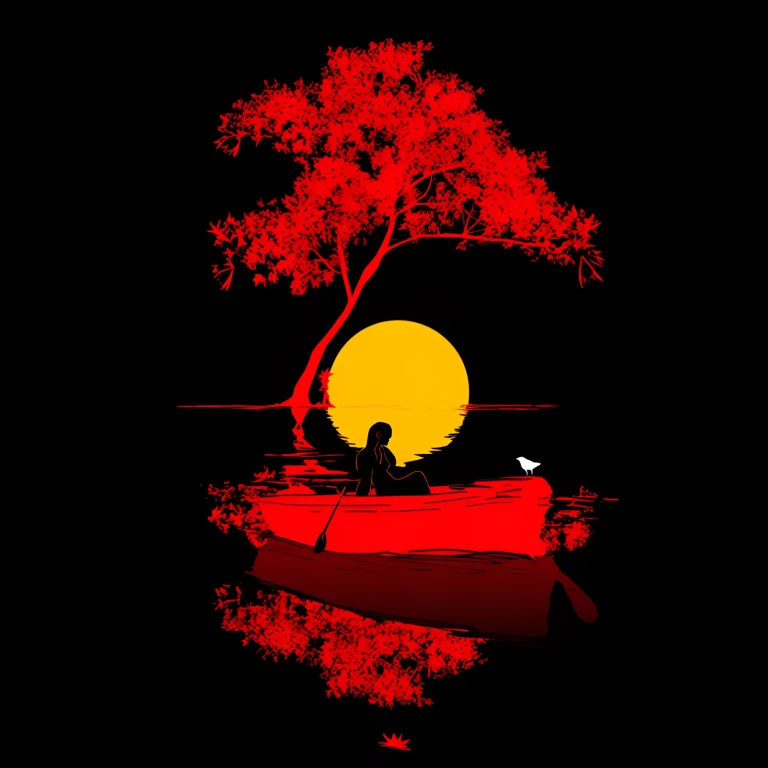 Silhouette Of A Person 22-year-old Woman Sitting In A Red Bo...