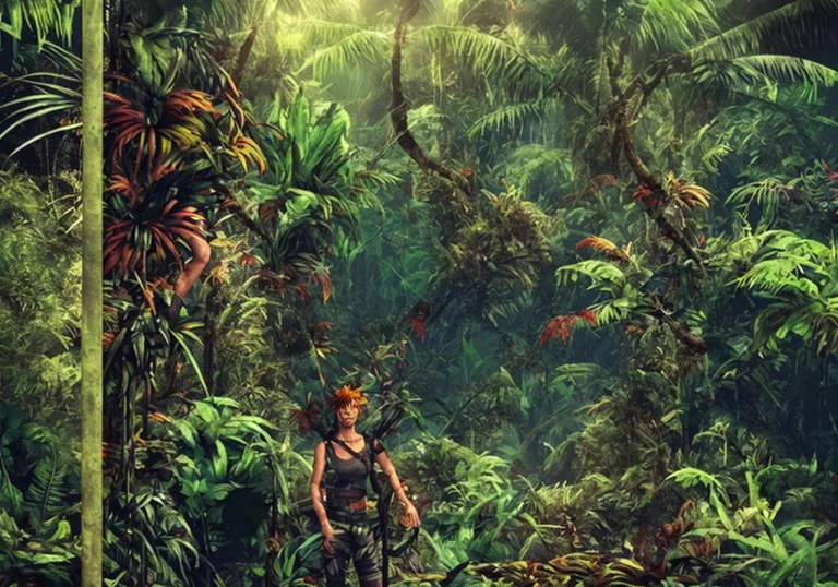 Textless, Junglepunk Jungle Trees, Overgrown Landscape, In A...