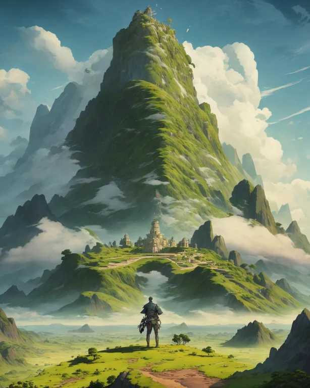 A Man Standing On Top Of A Lush Green Field Next To A Mounta...