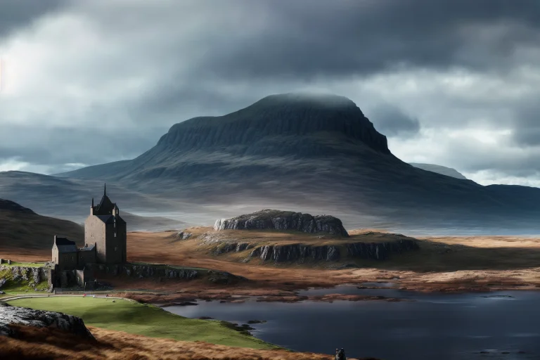 Award Winning Photo Of A Bleak Landscape, Style-kilt, Tower...