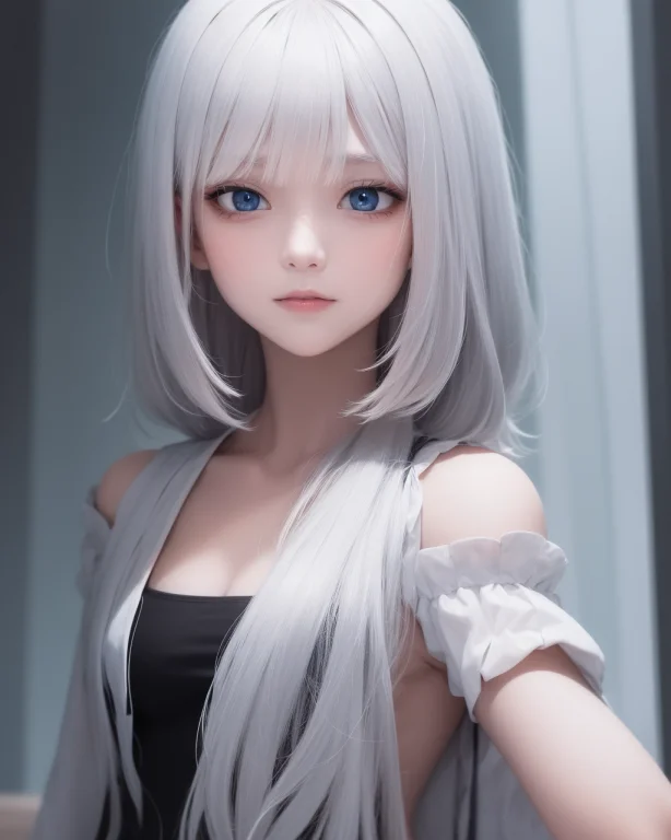 Best Quality, Masterpiece,white Hair, Blue Eyes, Upper Body...