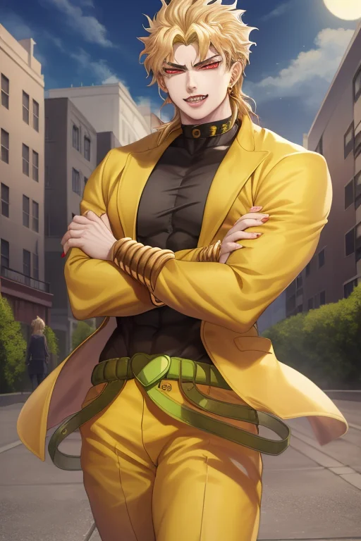 Masterpiece, Best Quality, 1boy, Solo, Dio, Outside, Buildin...