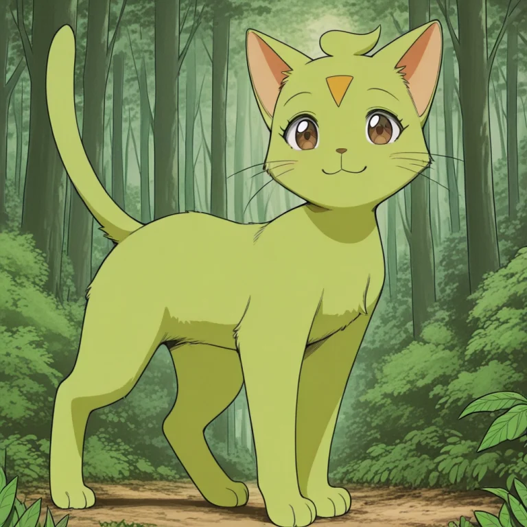 Hinagikuwp, Solo, 1girl, Feral, Furry, Cat, Green Fur, Hair...